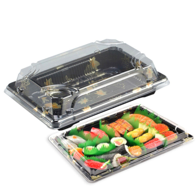 Recyclable Plastic Sushi Takeaway Containers With Clear Lid